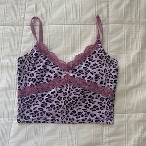 purple cheetah cropped tank